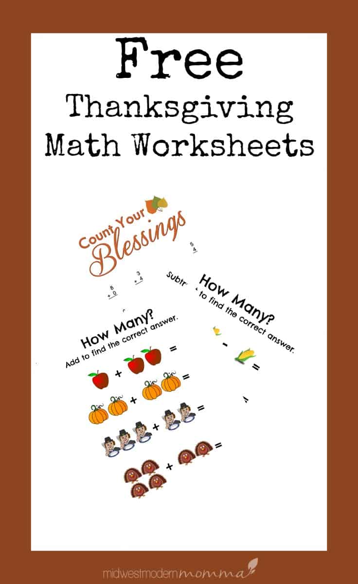 Free Thanksgiving Addition & Subtraction Printables