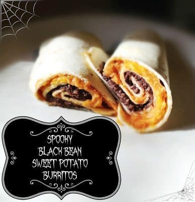 Spooky Black Bean and Sweet Potato Burritos