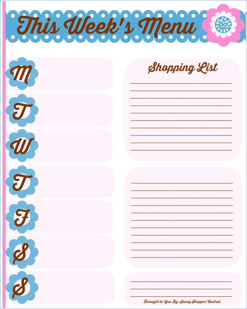 Blank meal plan & shopping list