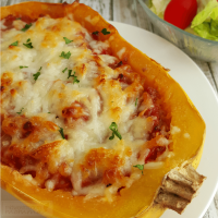 Make our easy Lasagna stuffed spaghetti squash for a healthy and hearty gluten-free meal everyone will enjoy!
