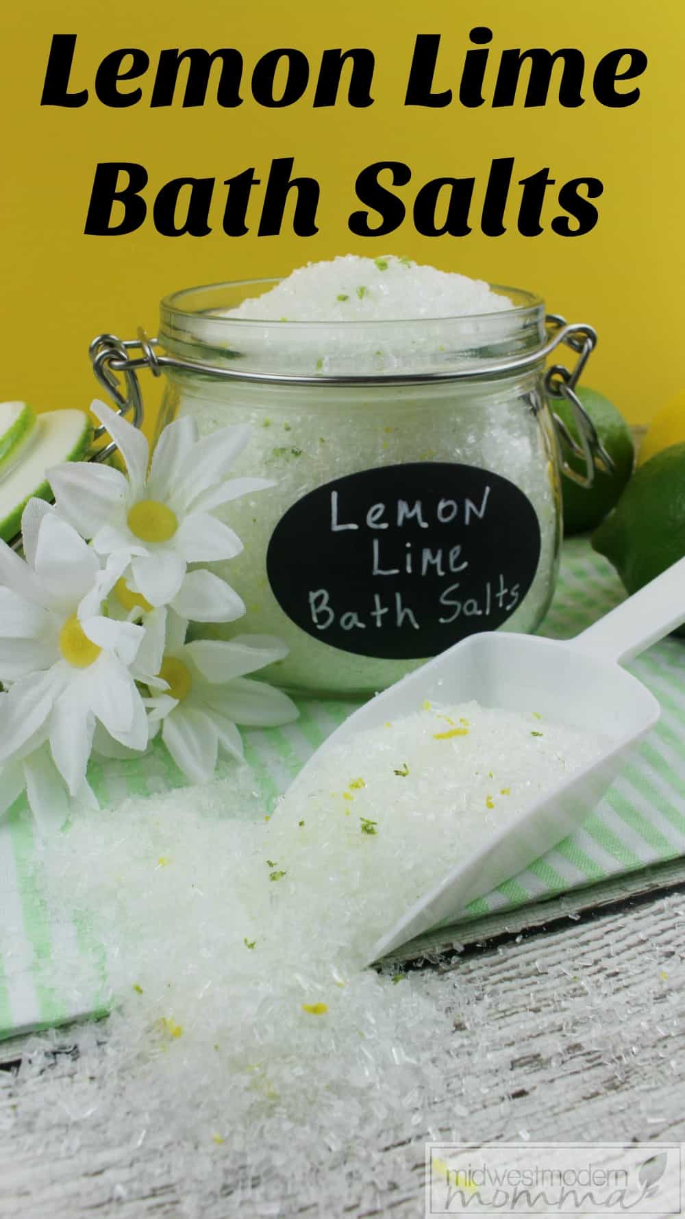 Homemade Bath Salts like our Lemon Lime Homemade Bath Salts are a great frugal way for Mom to pamper herself! They are easy to make and smell amazing!