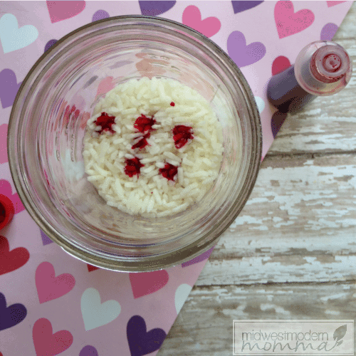 Dyed Rice for Valentine's Day Sensory Activities