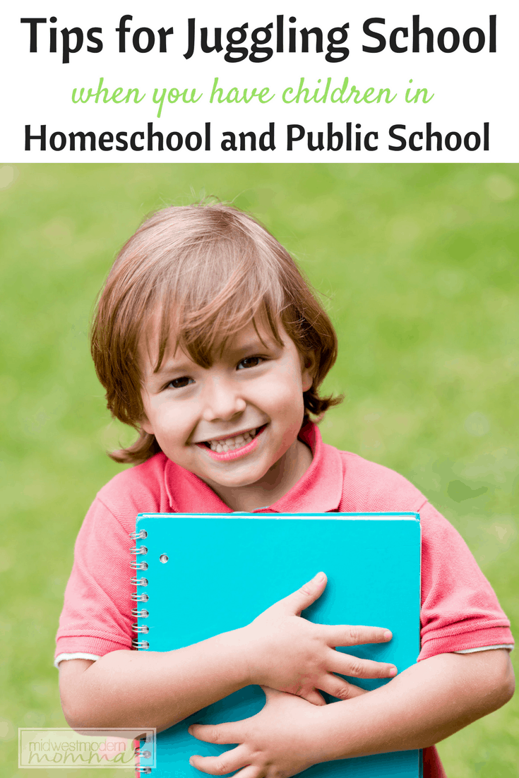Homeschool vs Public School: Check out our tips for juggling both when you have a child in homeschool and the local public school!