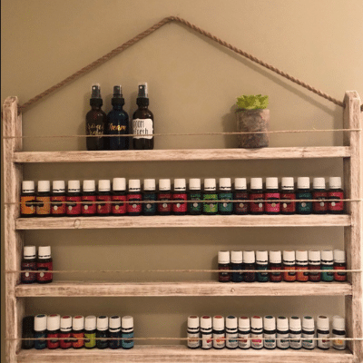 Wall storage rack for essential oils.