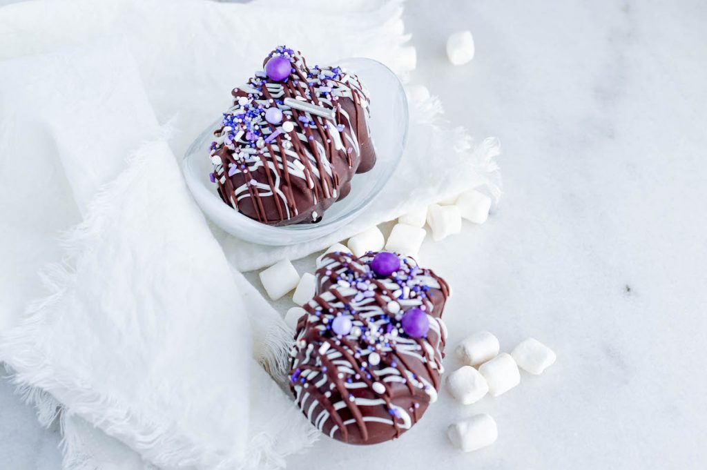 Easter Egg Hot Cocoa Bombs with mini marshmallows