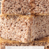 Stack of 3 slices of cornbread with text saying "Paleo Cornbread".