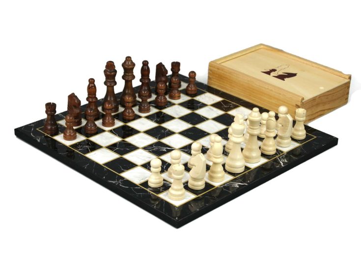 Image for Chess Set Classic Range Black Marble Chess Pieces 14"