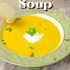 A graphic image of butternut squash soup with text with the soup name.
