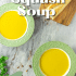 A graphic image of butternut squash soup with text with the soup name.