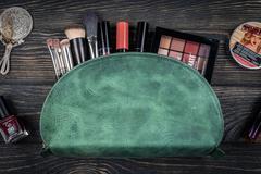 Image for Leather Lunar Makeup / Toiletry Bag