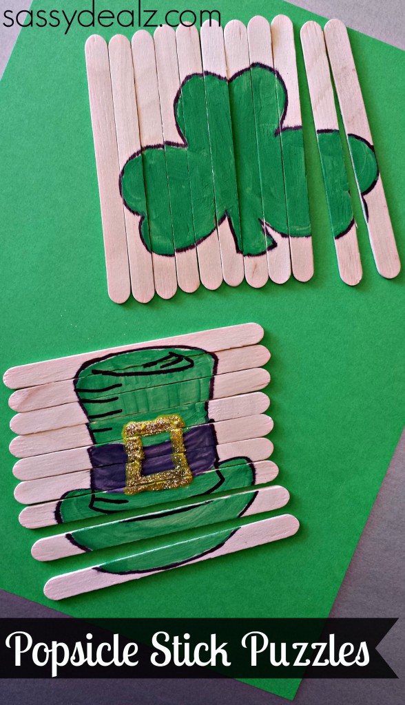 Image for St. Patrick's Day Popsicle Stick Craft (DIY Puzzles)
