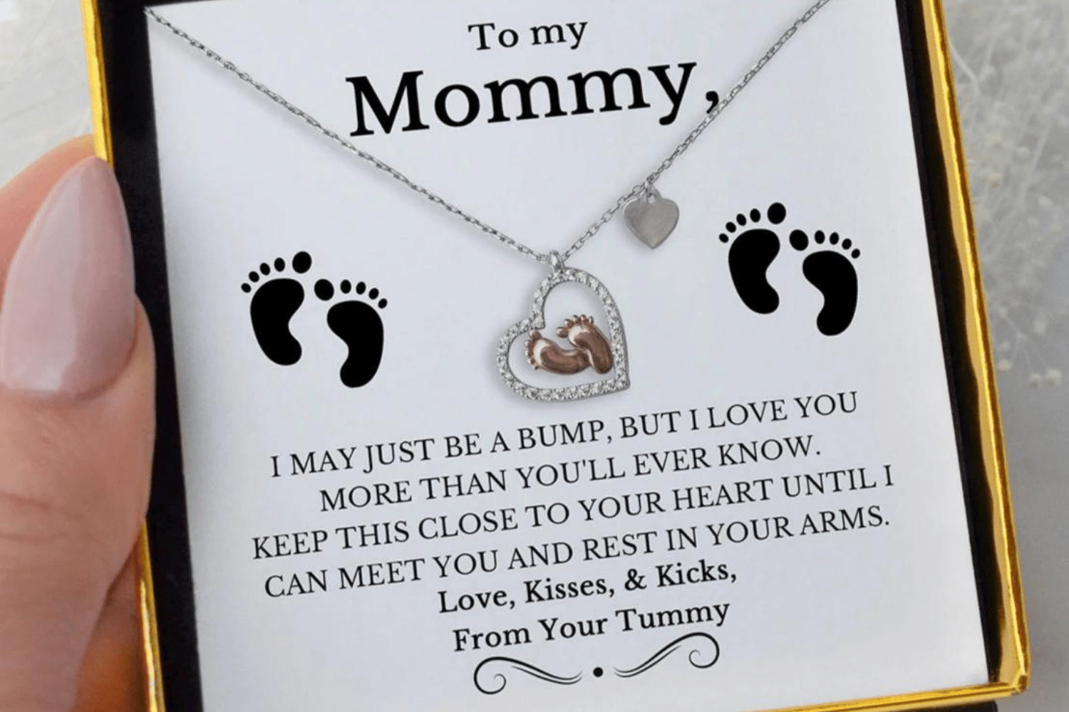 Image for Baby Feet Heart Pendant Necklace Gift Set