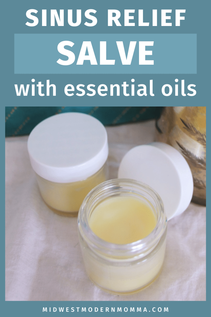 Small glass jars with sinus relief salve.