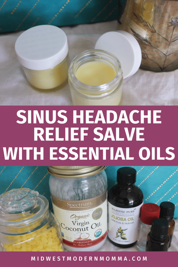 Ingredients and final image collage for sinus headache relief salve.