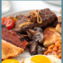 Scottish breakfast food with text overlay.