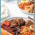 Scottish breakfast food with text overlay.