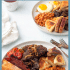 Scottish breakfast food with text overlay.