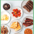 Scottish breakfast food with text overlay.
