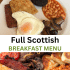 Scottish breakfast food with text overlay.