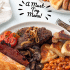 Scottish breakfast food with text overlay.