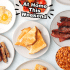 Scottish breakfast food with text overlay.