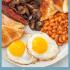 Scottish breakfast food with text overlay.