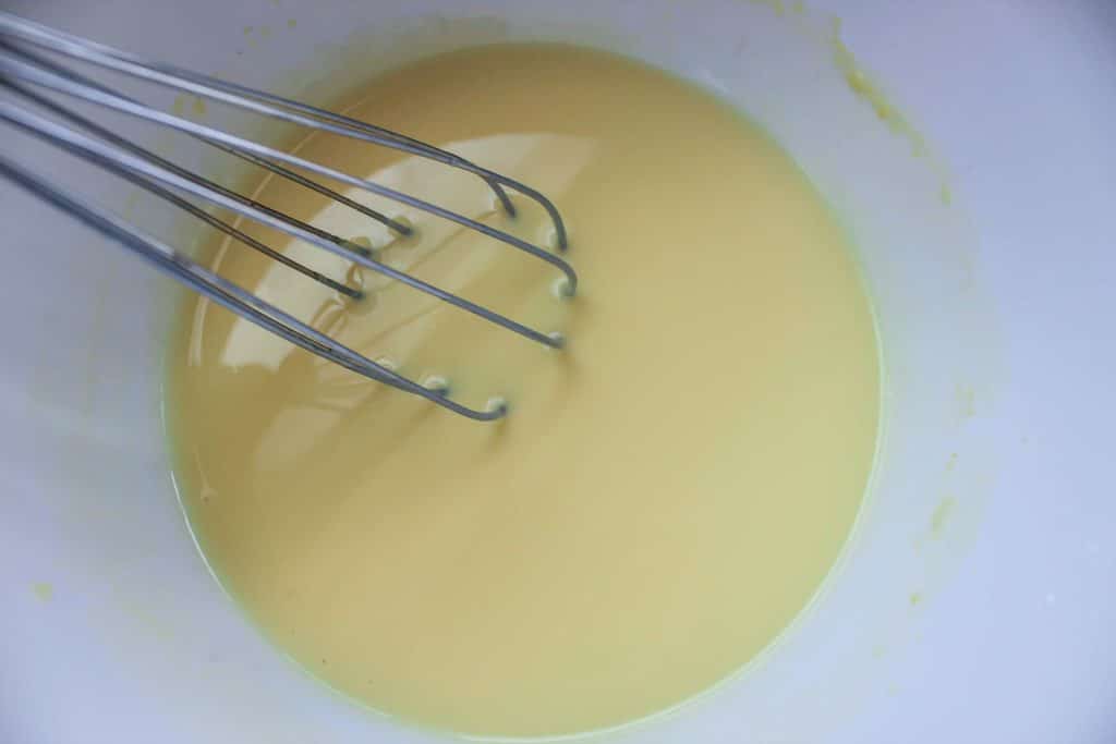A wire whisk in pudding.