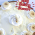 Whole banana pudding pie with text overlay describing recipe.