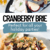 Cranberry baked brie with honey, walnuts, and rosemary with text describing the image.