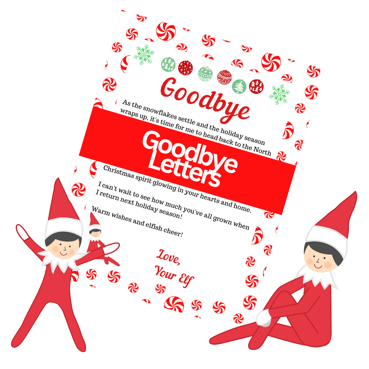 Free Printable Elf on the Shelf Goodbye Letters