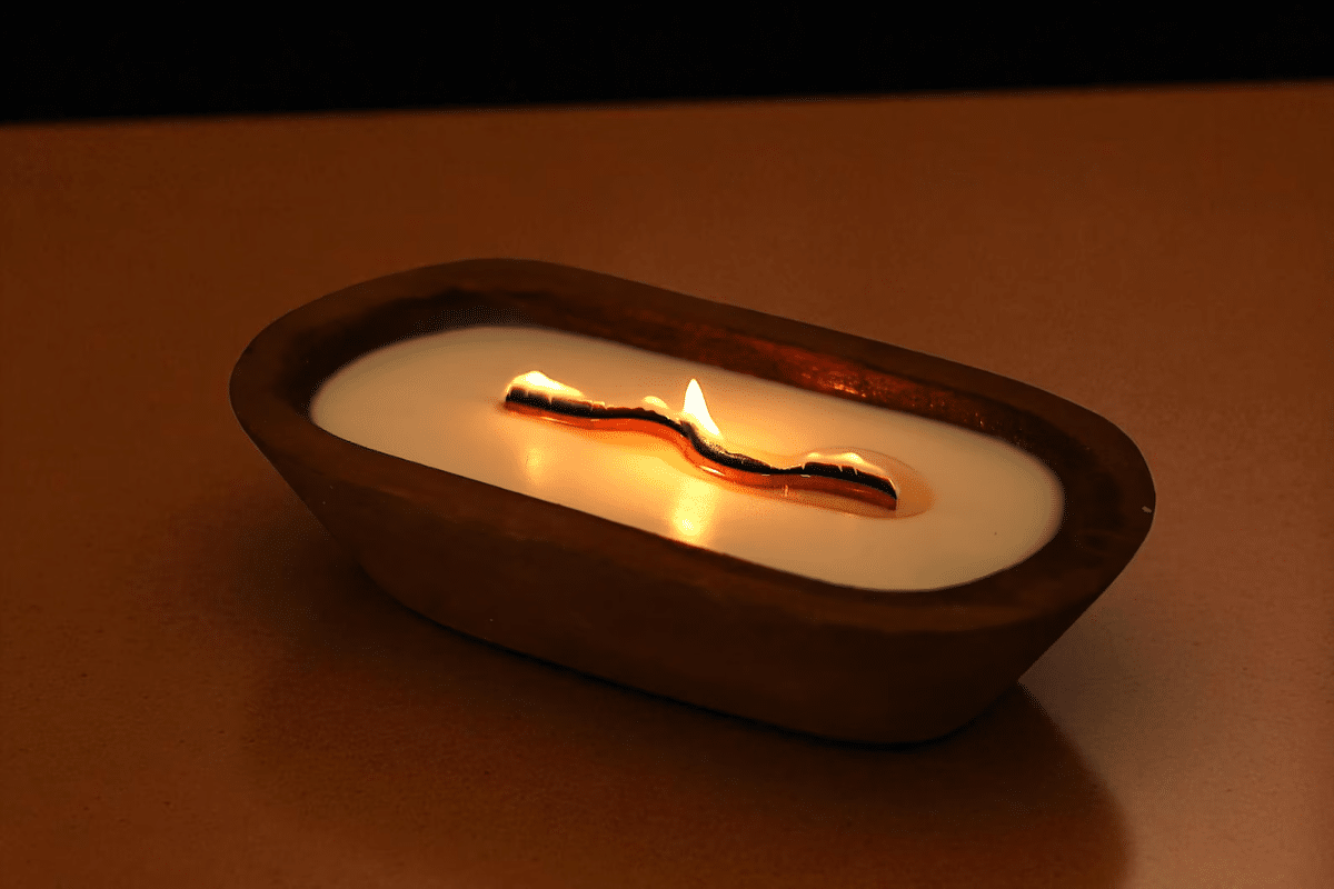 Image for Large Wooden Dough Bowl Candle
